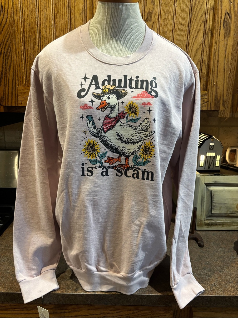 American Apparel Pink 'Adulting' Graphic Crewneck Sweatshirt